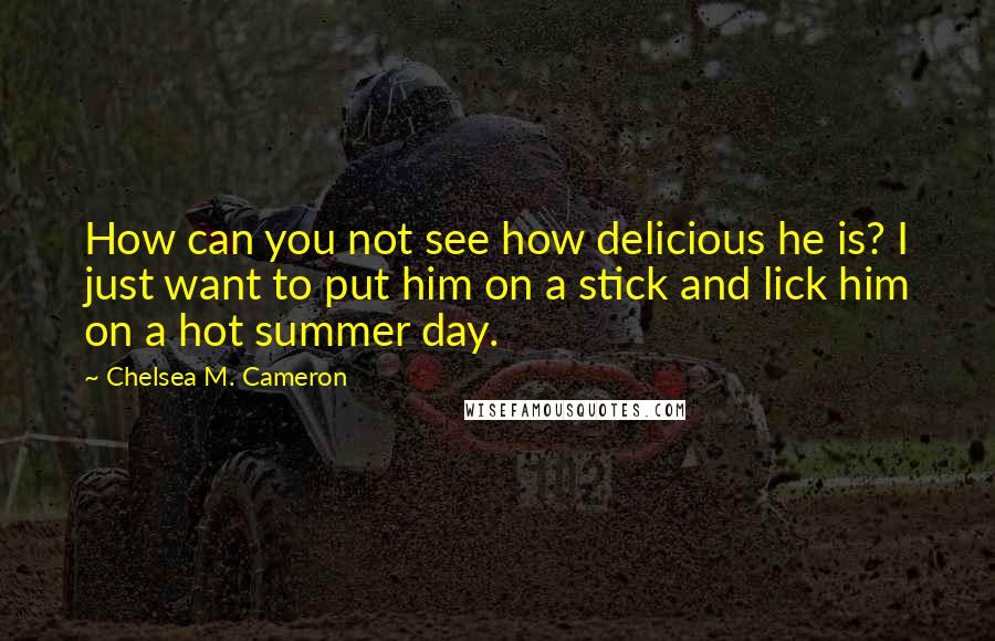 Chelsea M. Cameron Quotes: How can you not see how delicious he is? I just want to put him on a stick and lick him on a hot summer day.