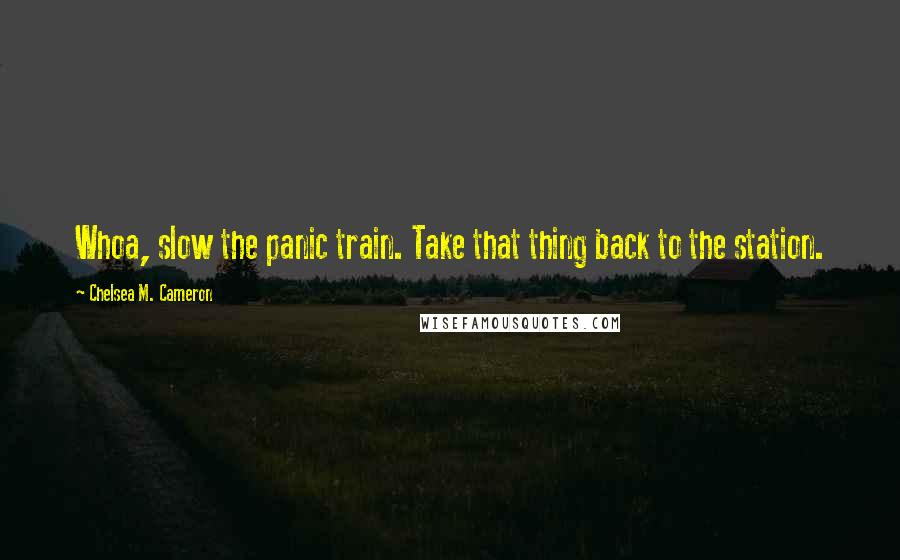 Chelsea M. Cameron Quotes: Whoa, slow the panic train. Take that thing back to the station.