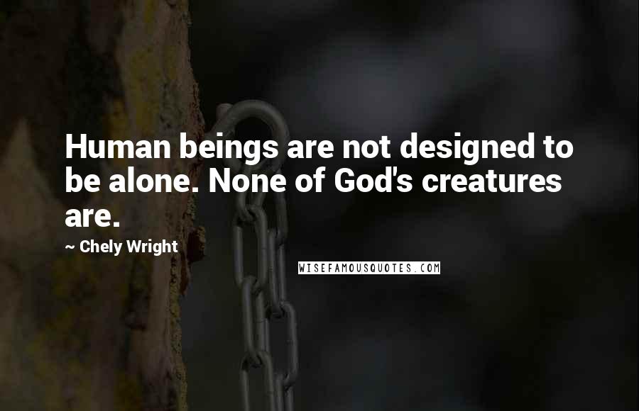 Chely Wright Quotes: Human beings are not designed to be alone. None of God's creatures are.