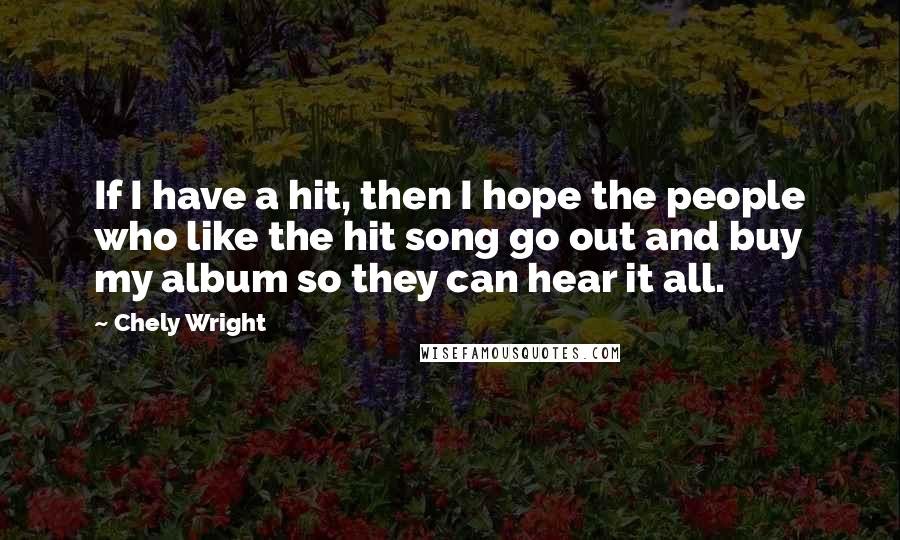 Chely Wright Quotes: If I have a hit, then I hope the people who like the hit song go out and buy my album so they can hear it all.
