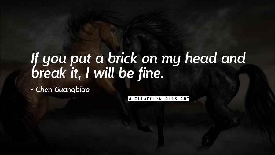 Chen Guangbiao Quotes: If you put a brick on my head and break it, I will be fine.