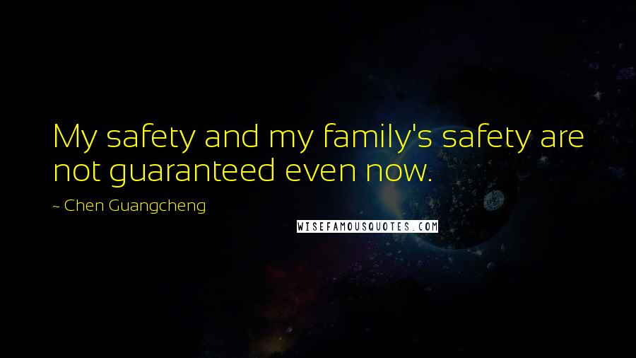 Chen Guangcheng Quotes: My safety and my family's safety are not guaranteed even now.