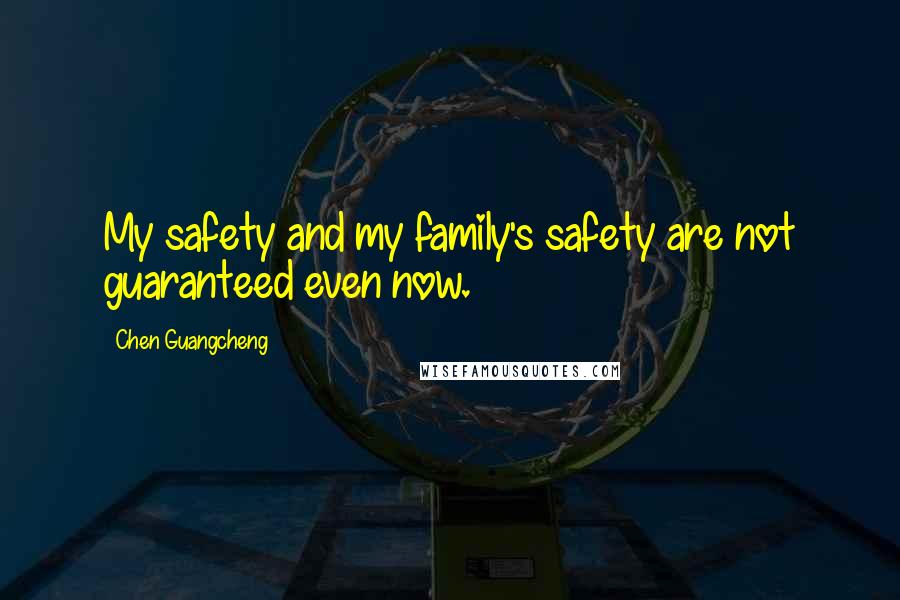 Chen Guangcheng Quotes: My safety and my family's safety are not guaranteed even now.
