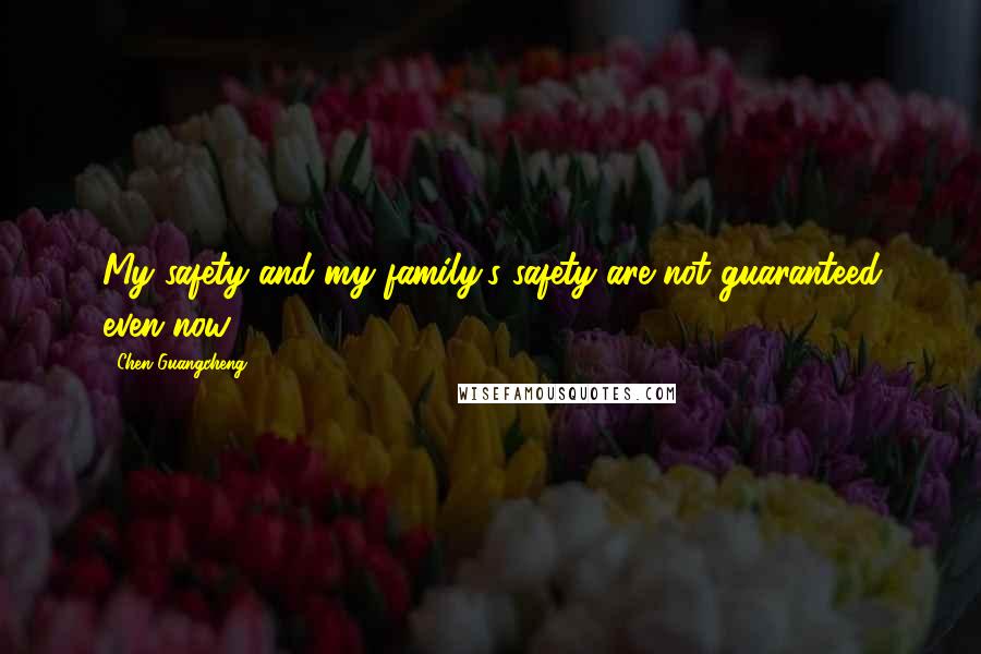 Chen Guangcheng Quotes: My safety and my family's safety are not guaranteed even now.