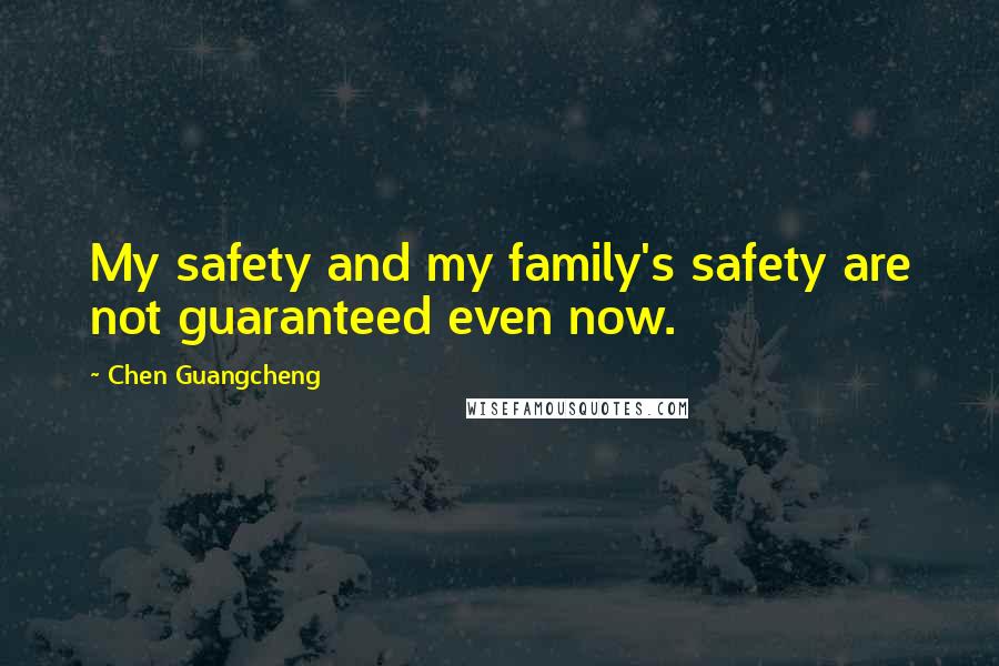 Chen Guangcheng Quotes: My safety and my family's safety are not guaranteed even now.