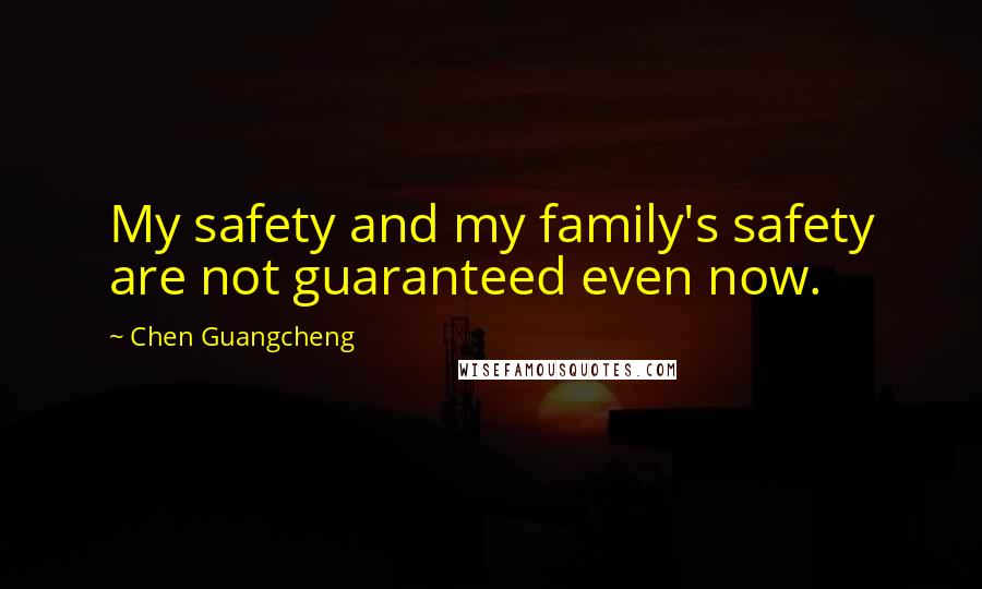 Chen Guangcheng Quotes: My safety and my family's safety are not guaranteed even now.