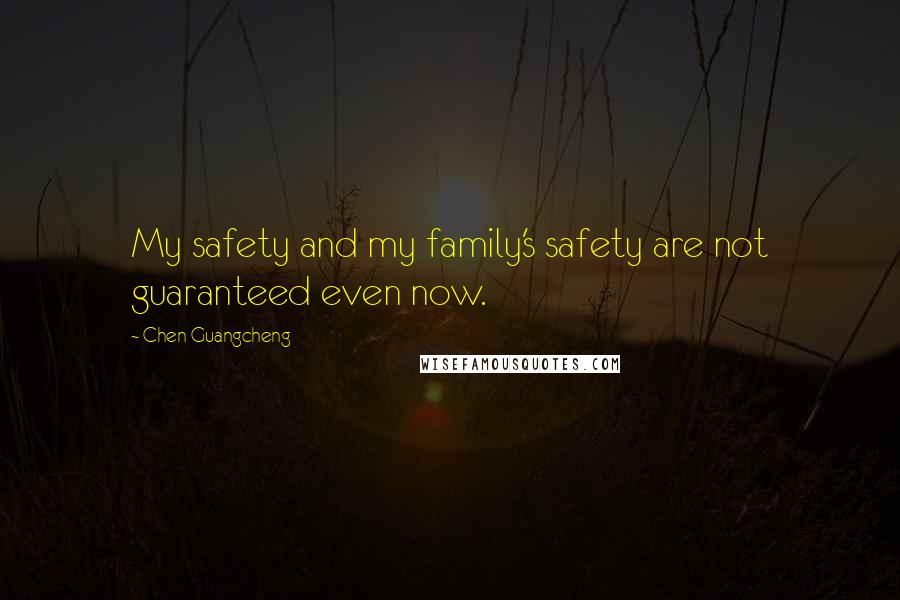Chen Guangcheng Quotes: My safety and my family's safety are not guaranteed even now.