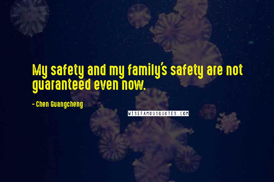 Chen Guangcheng Quotes: My safety and my family's safety are not guaranteed even now.