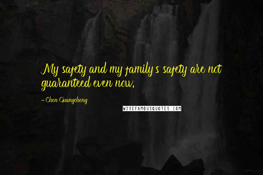 Chen Guangcheng Quotes: My safety and my family's safety are not guaranteed even now.