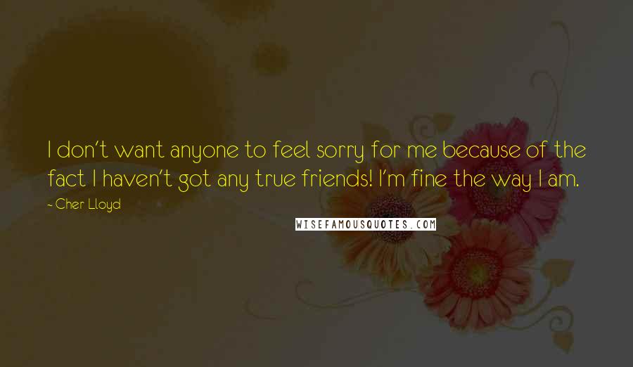 Cher Lloyd Quotes: I don't want anyone to feel sorry for me because of the fact I haven't got any true friends! I'm fine the way I am.