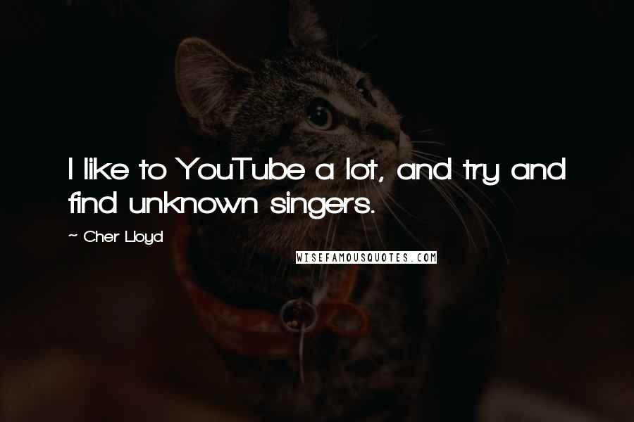 Cher Lloyd Quotes: I like to YouTube a lot, and try and find unknown singers.