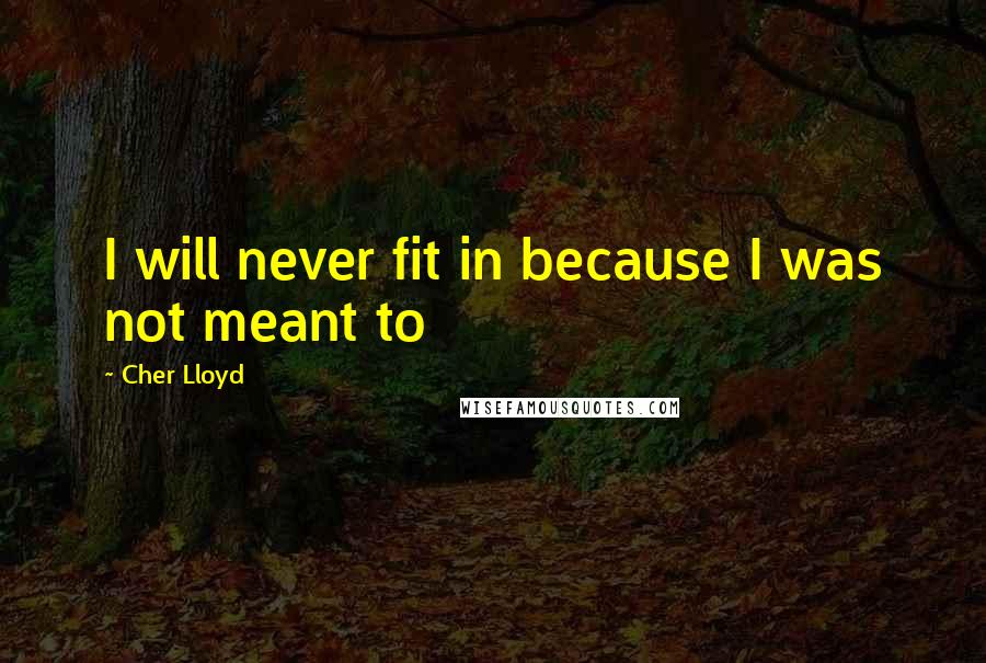 Cher Lloyd Quotes: I will never fit in because I was not meant to