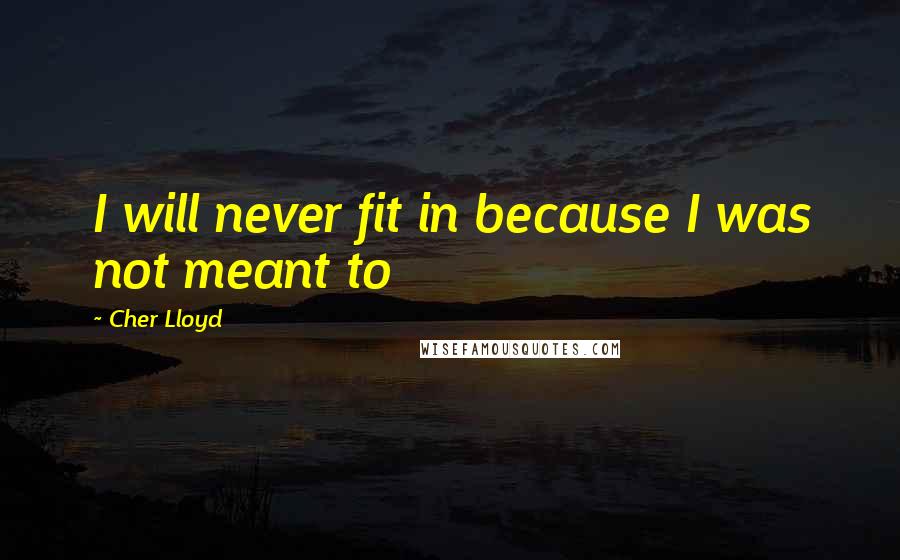 Cher Lloyd Quotes: I will never fit in because I was not meant to