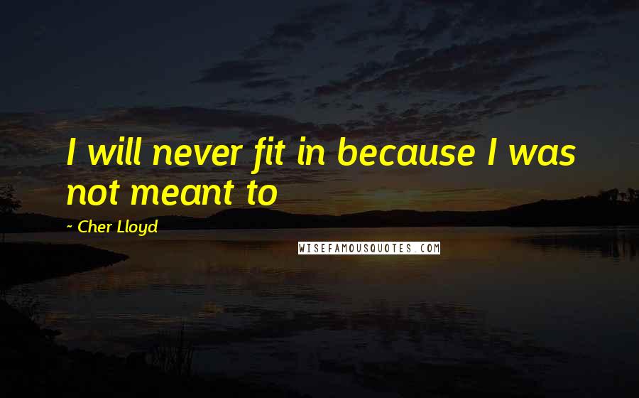 Cher Lloyd Quotes: I will never fit in because I was not meant to