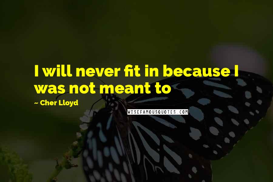 Cher Lloyd Quotes: I will never fit in because I was not meant to