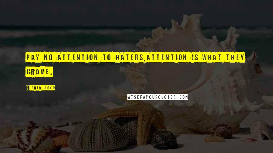 Cher Lloyd Quotes: Pay no attention to haters,attention is what they crave.