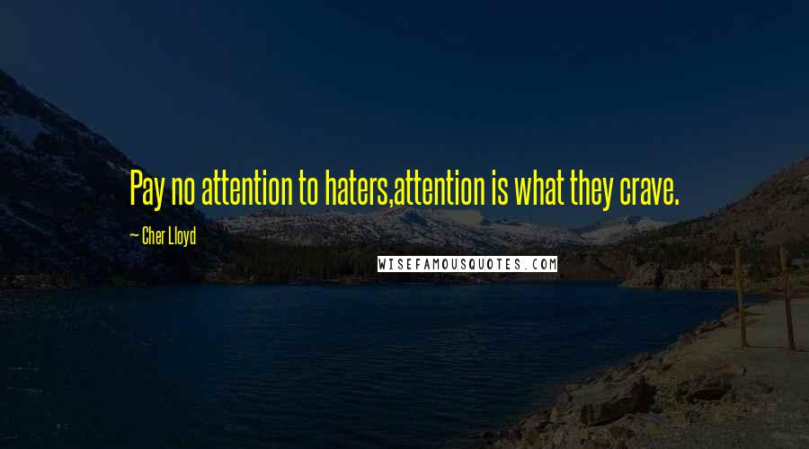 Cher Lloyd Quotes: Pay no attention to haters,attention is what they crave.