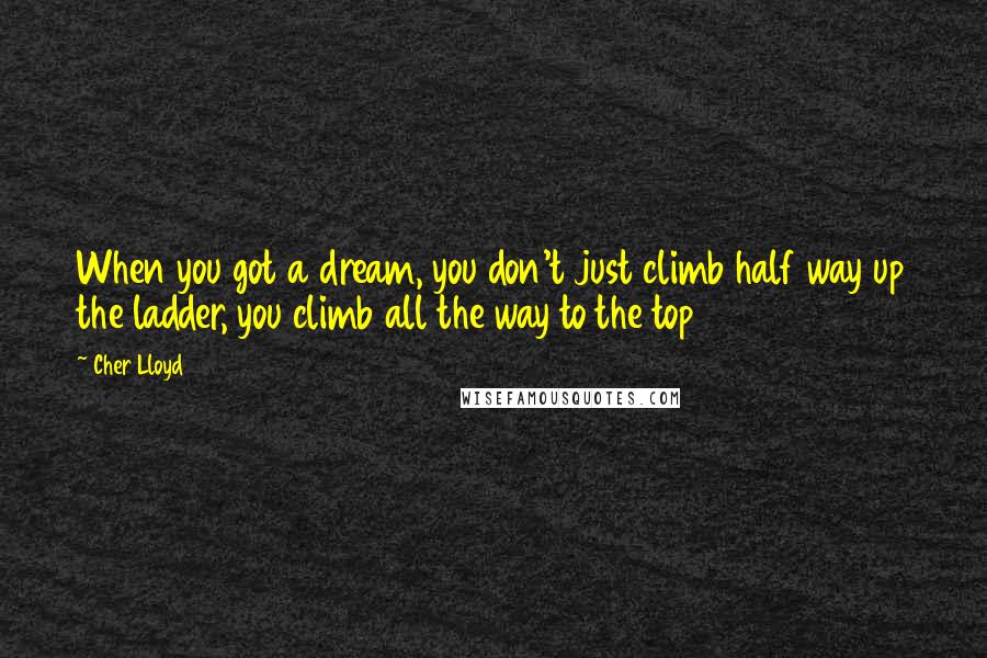 Cher Lloyd Quotes: When you got a dream, you don't just climb half way up the ladder, you climb all the way to the top