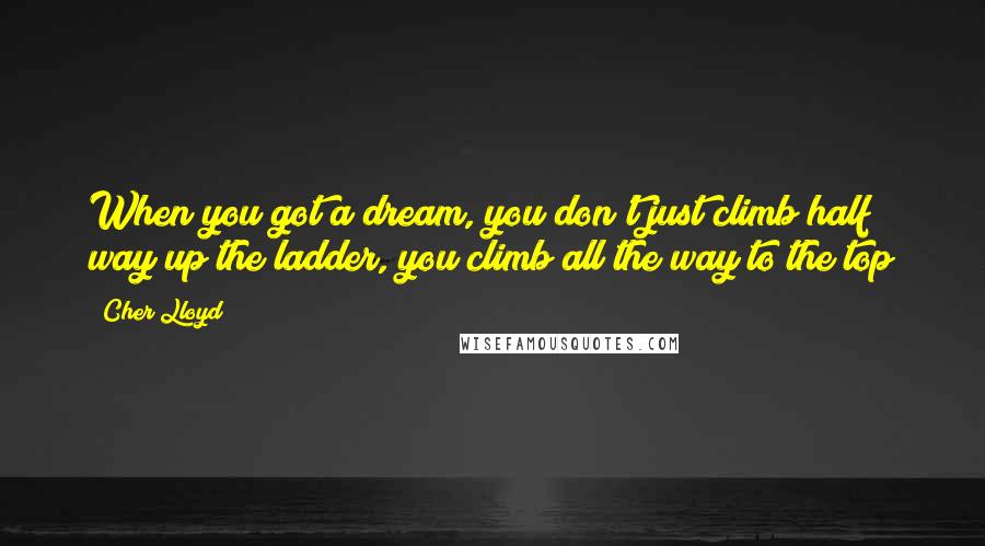 Cher Lloyd Quotes: When you got a dream, you don't just climb half way up the ladder, you climb all the way to the top