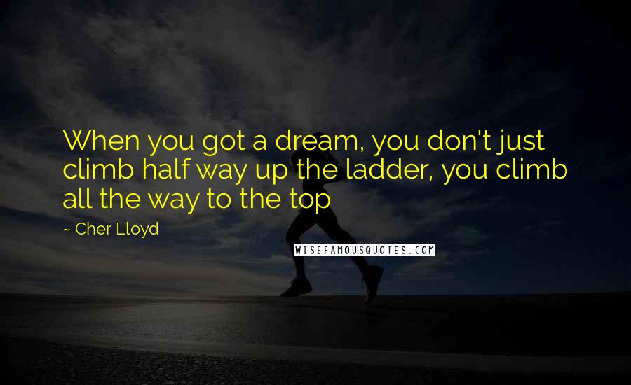 Cher Lloyd Quotes: When you got a dream, you don't just climb half way up the ladder, you climb all the way to the top