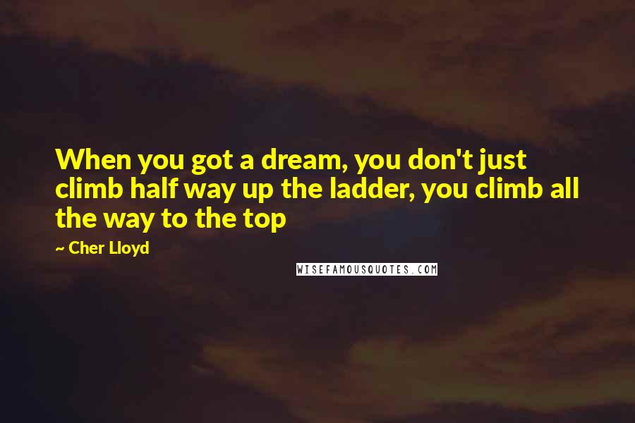 Cher Lloyd Quotes: When you got a dream, you don't just climb half way up the ladder, you climb all the way to the top