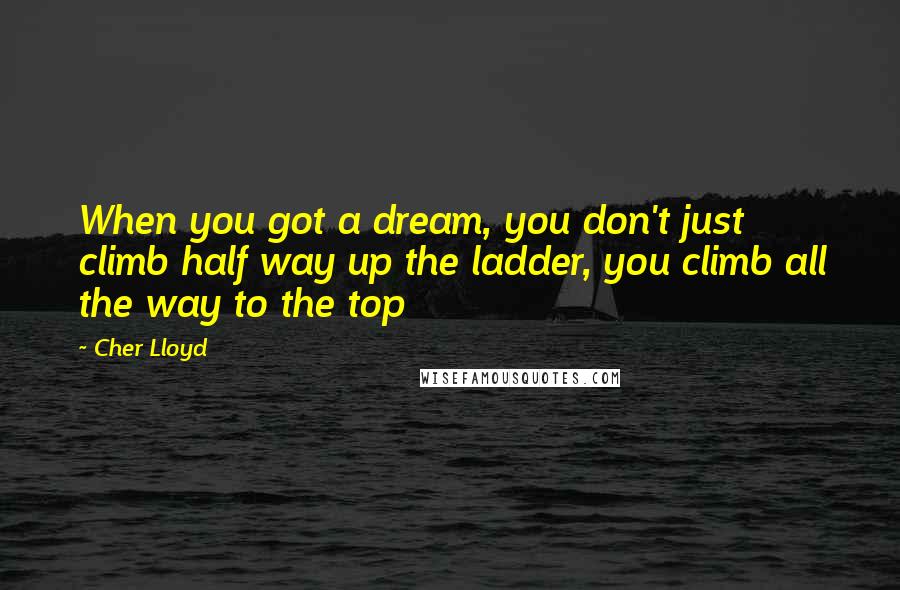 Cher Lloyd Quotes: When you got a dream, you don't just climb half way up the ladder, you climb all the way to the top