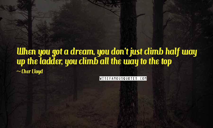 Cher Lloyd Quotes: When you got a dream, you don't just climb half way up the ladder, you climb all the way to the top