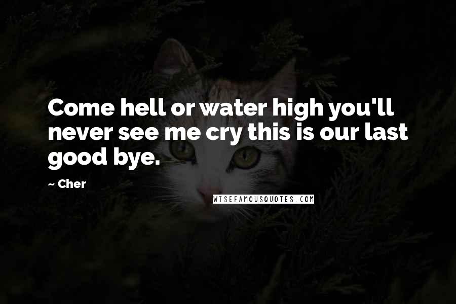 Cher Quotes: Come hell or water high you'll never see me cry this is our last good bye.