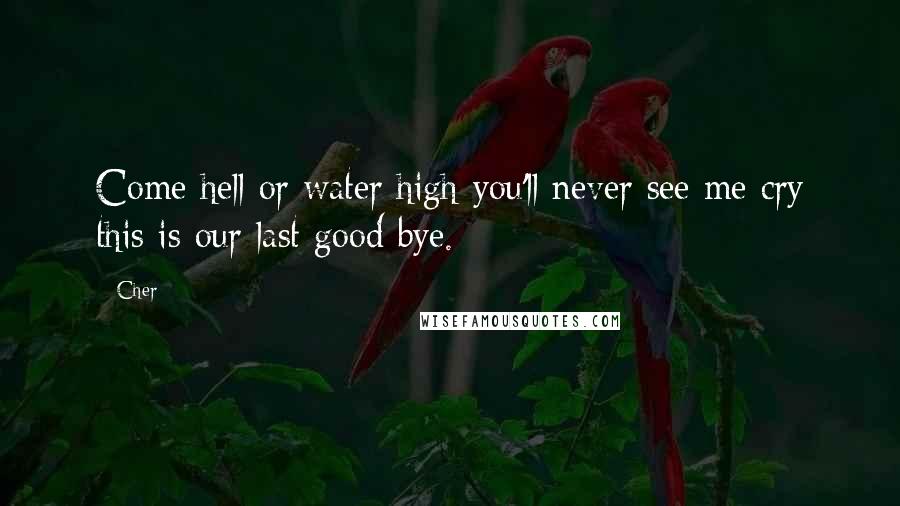 Cher Quotes: Come hell or water high you'll never see me cry this is our last good bye.