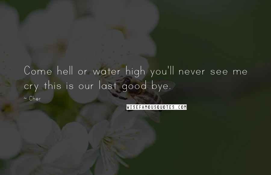 Cher Quotes: Come hell or water high you'll never see me cry this is our last good bye.