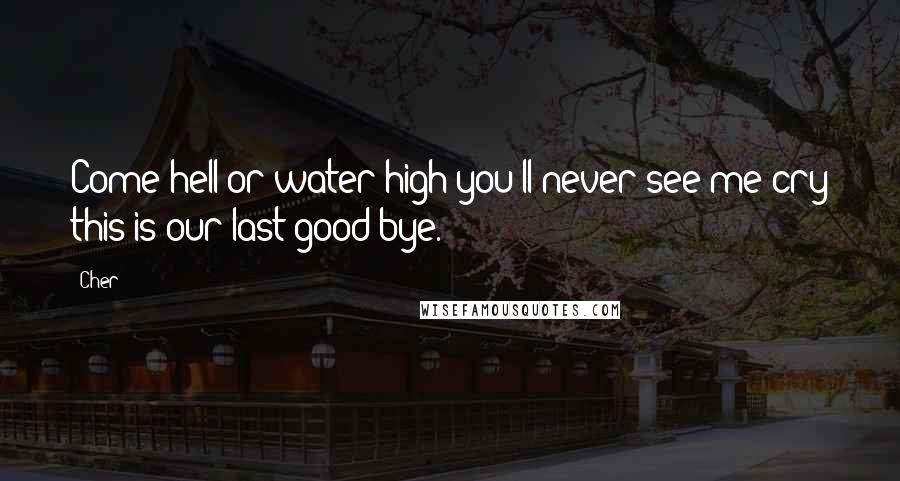 Cher Quotes: Come hell or water high you'll never see me cry this is our last good bye.