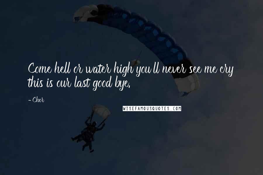 Cher Quotes: Come hell or water high you'll never see me cry this is our last good bye.