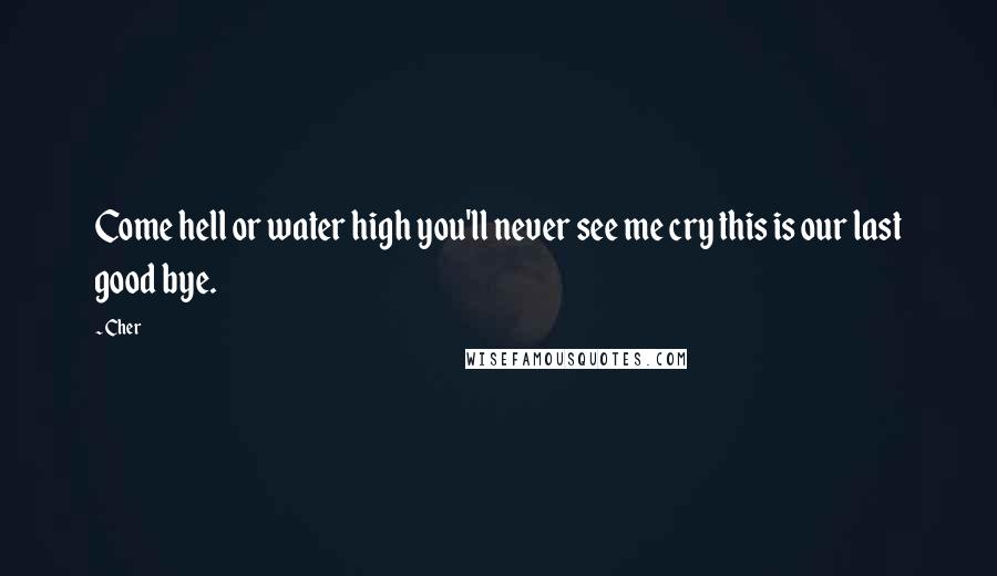 Cher Quotes: Come hell or water high you'll never see me cry this is our last good bye.