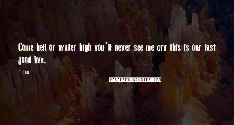 Cher Quotes: Come hell or water high you'll never see me cry this is our last good bye.
