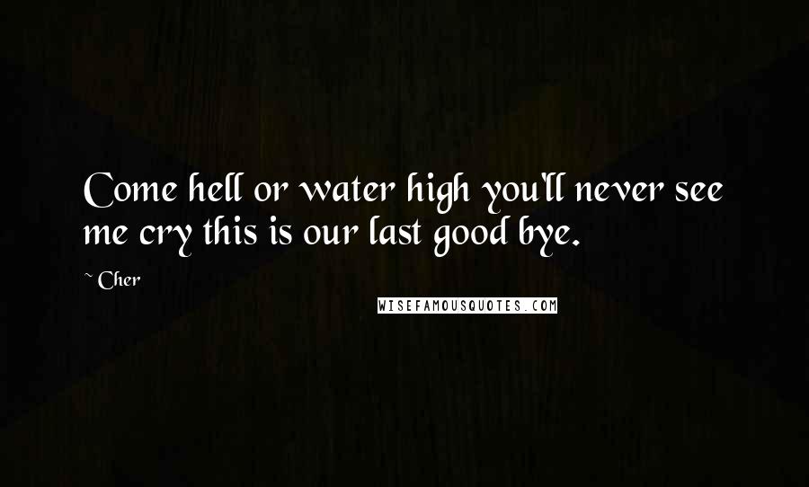 Cher Quotes: Come hell or water high you'll never see me cry this is our last good bye.