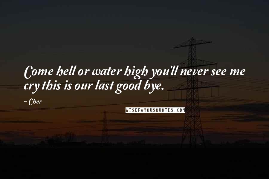 Cher Quotes: Come hell or water high you'll never see me cry this is our last good bye.