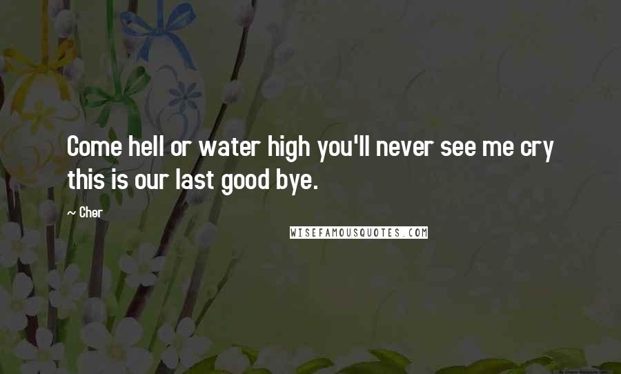 Cher Quotes: Come hell or water high you'll never see me cry this is our last good bye.