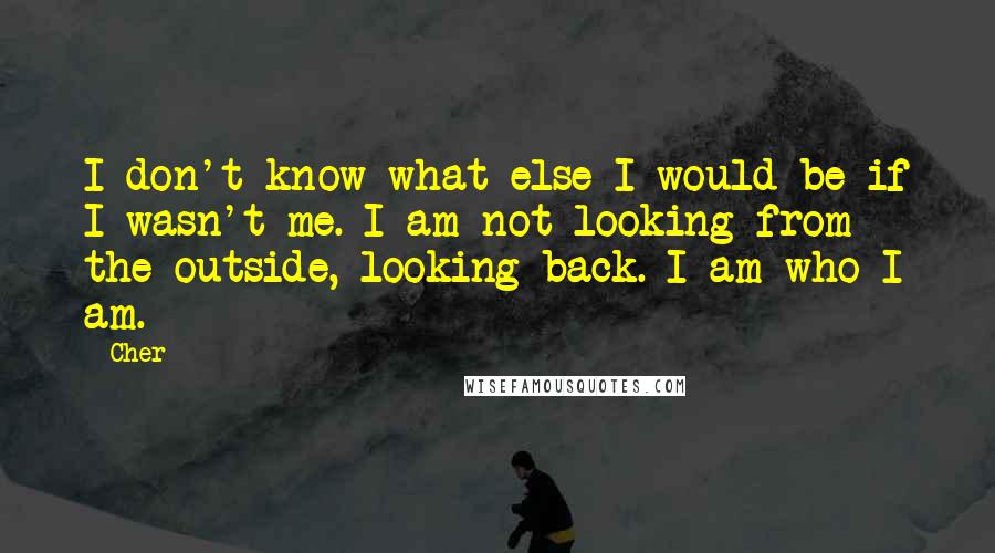 Cher Quotes: I don't know what else I would be if I wasn't me. I am not looking from the outside, looking back. I am who I am.