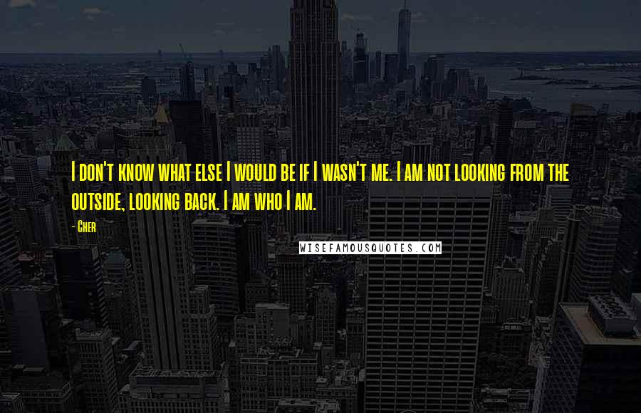 Cher Quotes: I don't know what else I would be if I wasn't me. I am not looking from the outside, looking back. I am who I am.