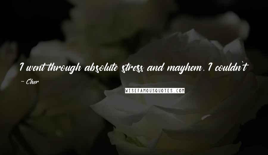 Cher Quotes: I went through absolute stress and mayhem. I couldn't go out, because people were constantly on my back all the time.