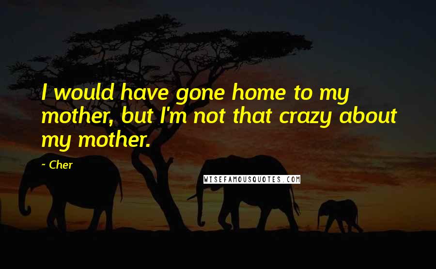 Cher Quotes: I would have gone home to my mother, but I'm not that crazy about my mother.