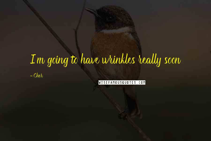 Cher Quotes: I'm going to have wrinkles really soon