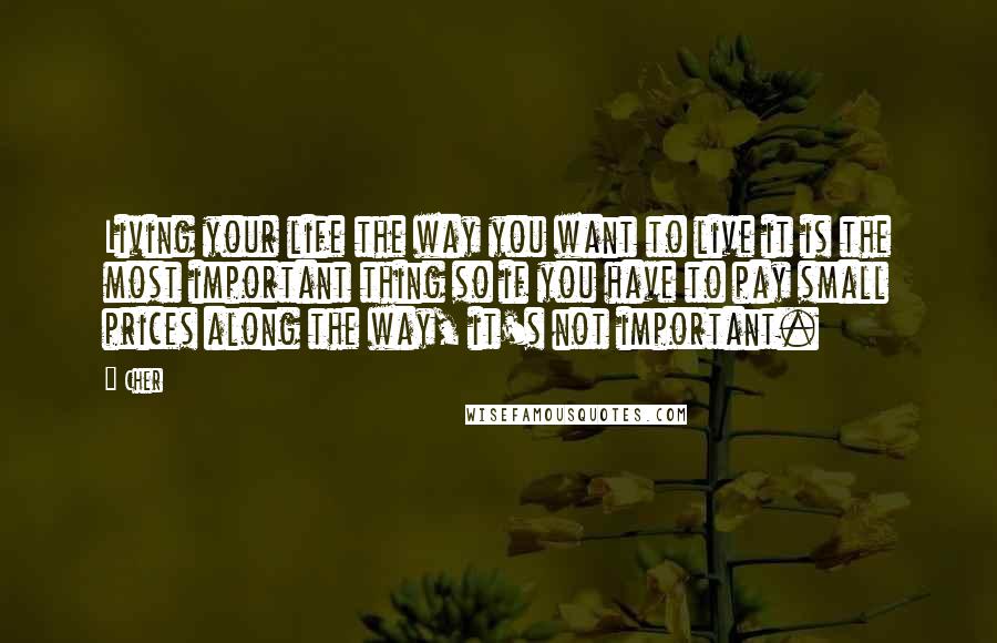 Cher Quotes: Living your life the way you want to live it is the most important thing so if you have to pay small prices along the way, it's not important.