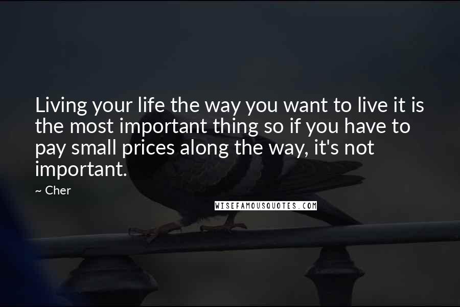 Cher Quotes: Living your life the way you want to live it is the most important thing so if you have to pay small prices along the way, it's not important.