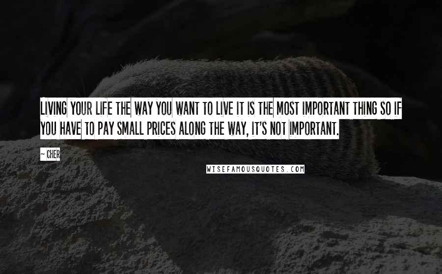 Cher Quotes: Living your life the way you want to live it is the most important thing so if you have to pay small prices along the way, it's not important.