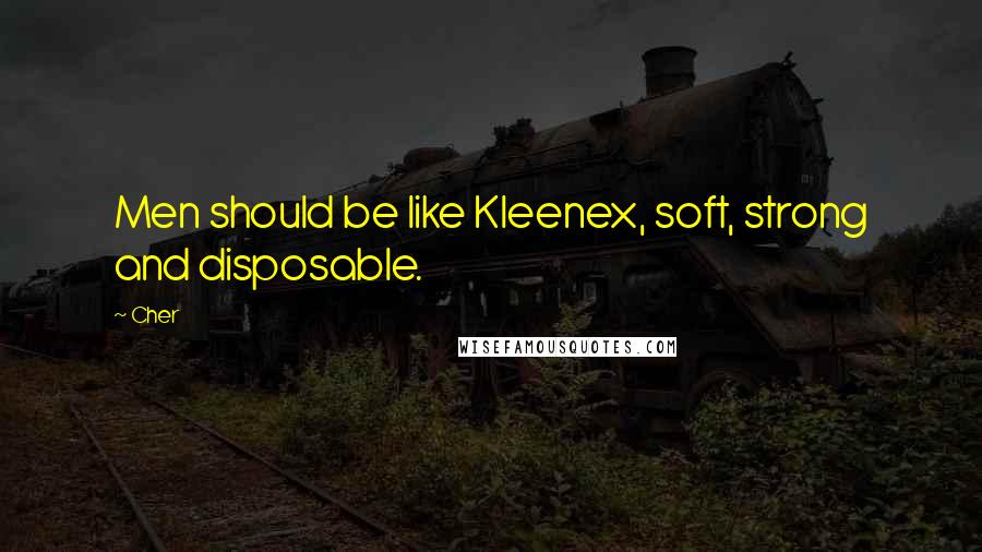 Cher Quotes: Men should be like Kleenex, soft, strong and disposable.