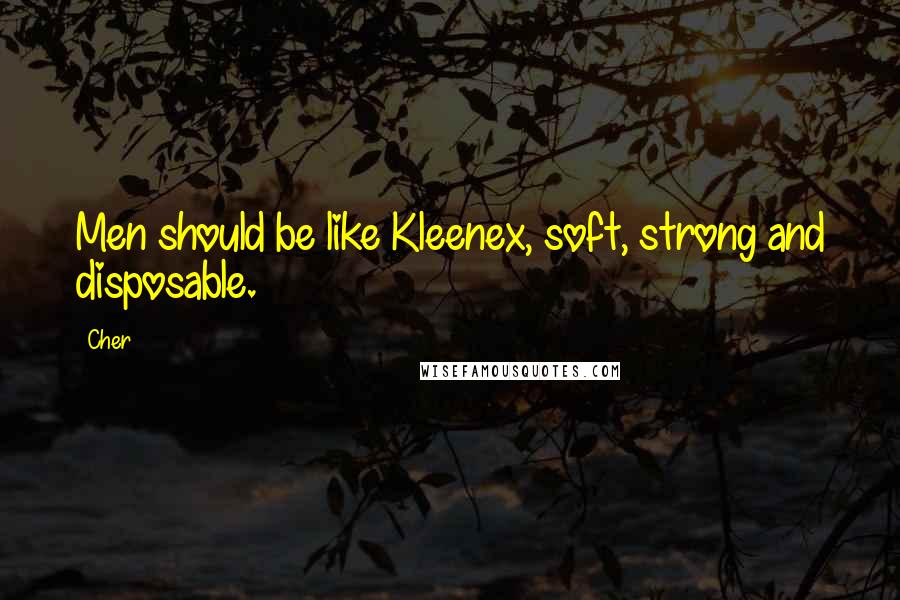 Cher Quotes: Men should be like Kleenex, soft, strong and disposable.