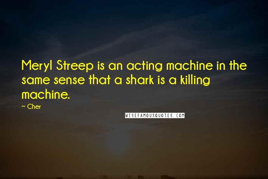 Cher Quotes: Meryl Streep is an acting machine in the same sense that a shark is a killing machine.