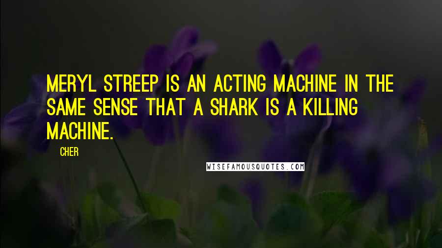 Cher Quotes: Meryl Streep is an acting machine in the same sense that a shark is a killing machine.