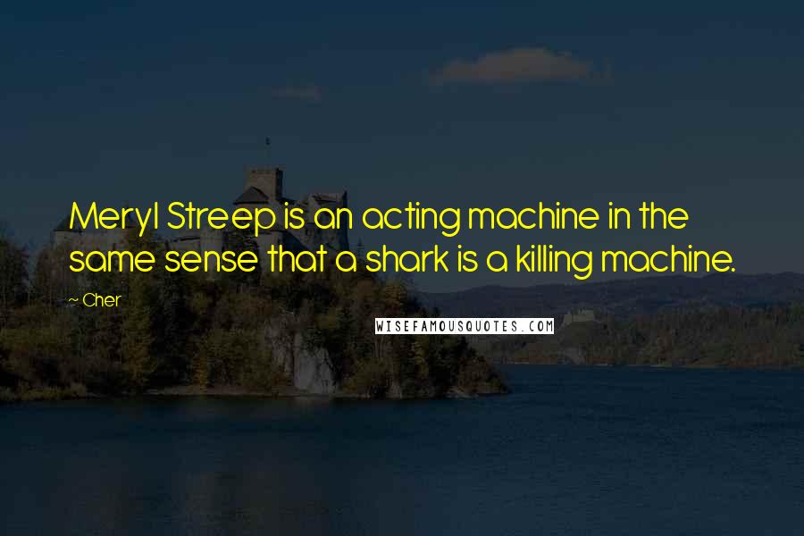 Cher Quotes: Meryl Streep is an acting machine in the same sense that a shark is a killing machine.